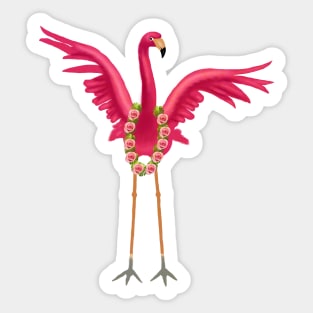 Flamingo Floral Roses Tropical, Love Flamingos Sticker